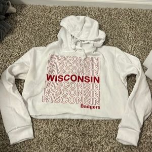 Women’s University of Wisconsin-Madison hooded cropped sweatshirt white